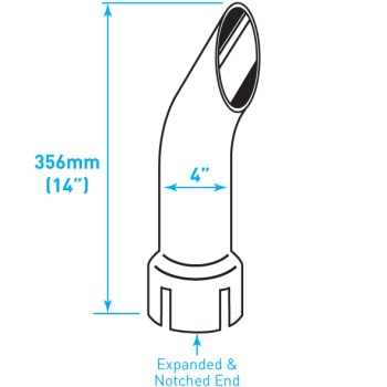 Exhaust Chrome Stubby Stack / Curved / Expanded Notched End / 4" x 14"